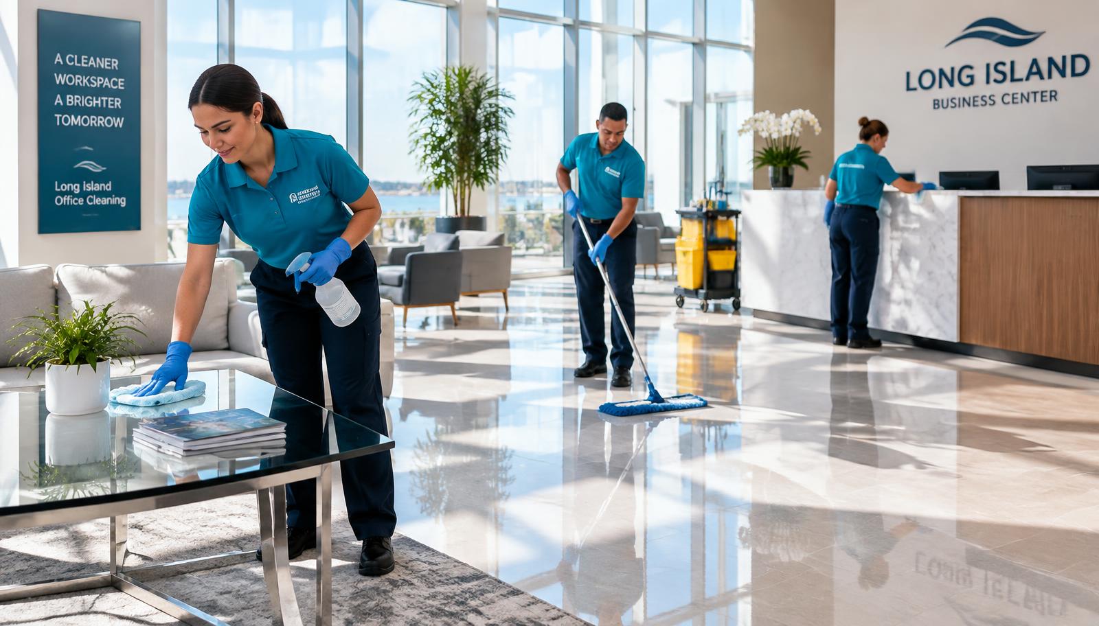 Commercial office cleaning team on Long Island